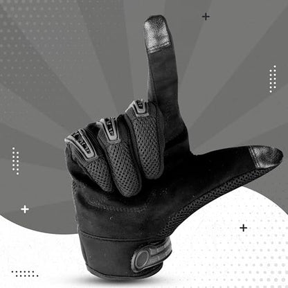 Steelbird Adventure A-2 Full Finger Bike Riding Gloves with Touch Screen Sensitivity at Thumb and Index Finger, Protective Off-Road Motorbike Racing (Black)
