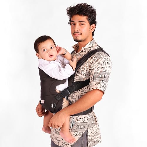 Koko Elegant Adjustable Baby Carrier Cum Kangaroo Bag-Lightweight and Breathable-Back-Front Carrier for Baby with Safety Belt-Max Weight Up to 15 Kg (Brown)