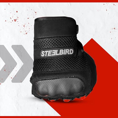 Steelbird Khardungla Full Finger Bike Riding Gloves, Protective Off-Road Motorbike Racing (Red)