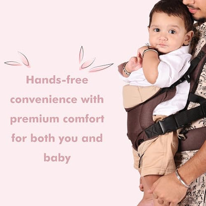 Koko Elegant Adjustable Baby Carrier Cum Kangaroo Bag-Lightweight and Breathable-Back-Front Carrier for Baby with Safety Belt-Max Weight Up to 15 Kg (Brown)