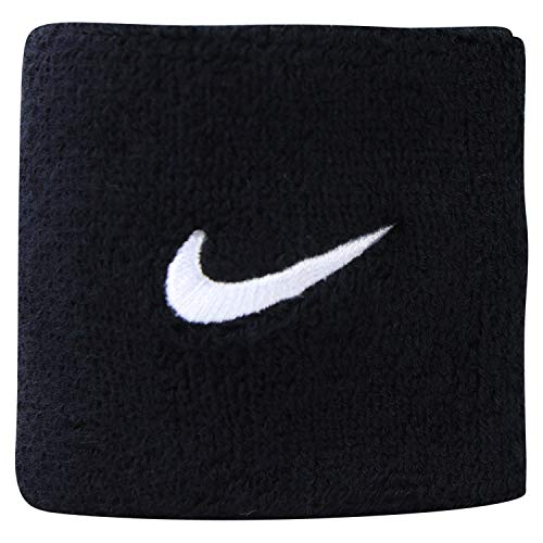 Refurbished Nike Swoosh Wristbands,  One Size Unisex Adult (Black/White)
