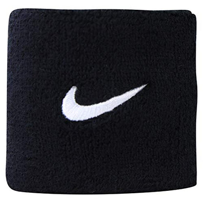 Refurbished Nike Swoosh Wristbands,  One Size Unisex Adult (Black/White)