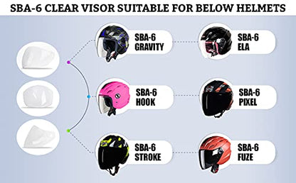 Steelbird SBA-6 Helmet Visor Compatible for All SBA-6 Model Helmets (Clear Visor)