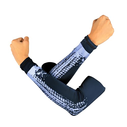 Steelbird Printed Unisex Arm Sleeves for Sports, Running, Cricket, Bike Riding, Cycling, Basketball & Breathable (Sold as a Pair) (Navy Blue)