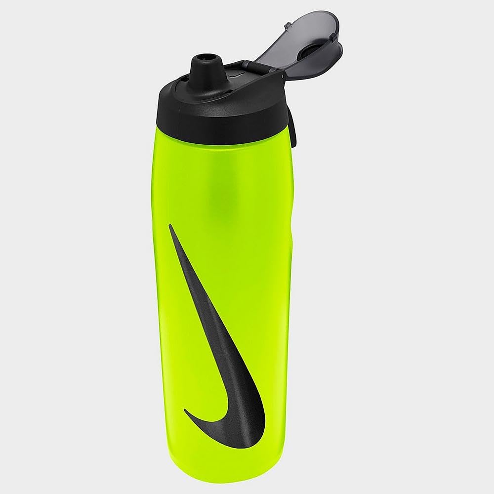 Nike Sports Bottle 24 OZ Big Logo Swoosh Yellow Neon Water Bottle (Fluo Yellow/Black)