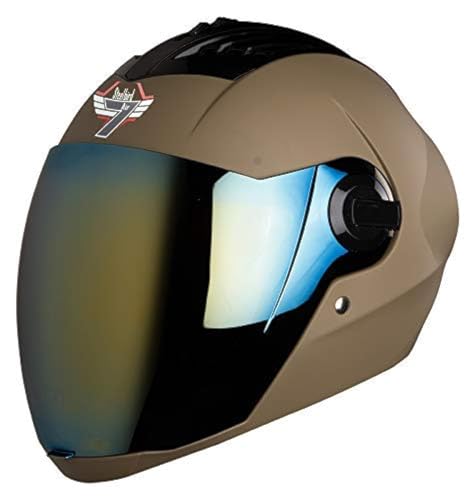 Steelbird SBA-2 7Wings ISI Certified  Full Face Helmet for Men and Women Fitted with Clear Visor (Matt Desert Storm with Chrome Gold Visor)
