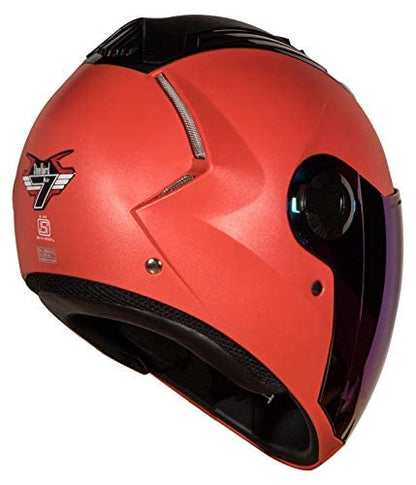 Steelbird SBA-2 7Wings ISI Certified  Full Face Helmet for Men and Women Fitted with Clear Visor (Dashing Red with Chrome Blue Visor)