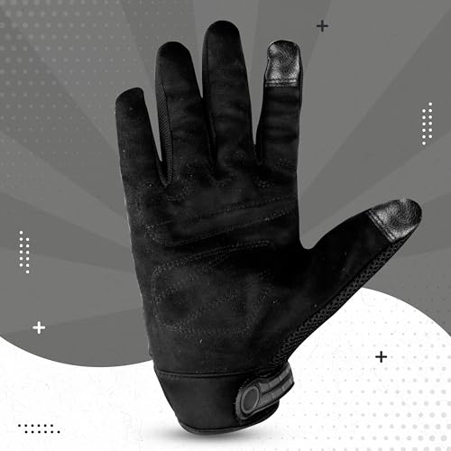 Steelbird Adventure A-2 Full Finger Bike Riding Gloves with Touch Screen Sensitivity at Thumb and Index Finger, Protective Off-Road Motorbike Racing (Black)