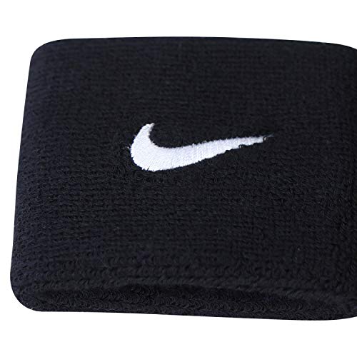 Refurbished Nike Swoosh Wristbands,  One Size Unisex Adult (Black/White)