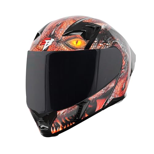 Steelbird SBA-20 Dragon ISI Certified Flip-Up Helmet for Men and Women (Glossy Black Brown)