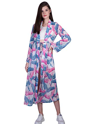 ORZEL Ladies Printed Shrug with String Adjustment Floor Length (Bird Print)