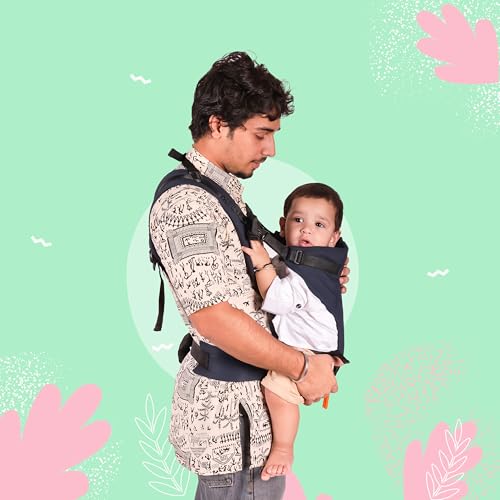 Koko 2-in-1 Easy-to-Wear Adjustable Baby Carrier Cum Kangaroo Bag-Lightweight and Breathable-Back-Front Carrier for Baby with Safety Belt-Max Weight Up to 15 Kg (Navy Blue)