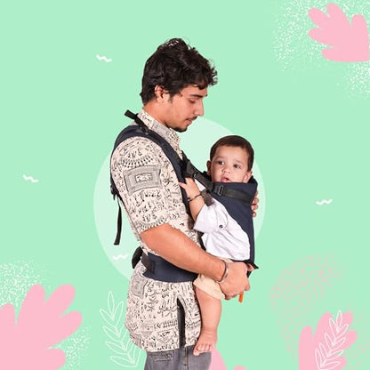 Koko 2-in-1 Easy-to-Wear Adjustable Baby Carrier Cum Kangaroo Bag-Lightweight and Breathable-Back-Front Carrier for Baby with Safety Belt-Max Weight Up to 15 Kg (Navy Blue)