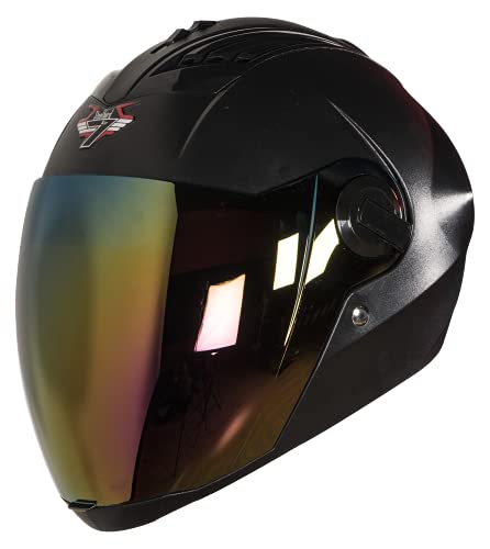 Steelbird SBA-2 7Wings ISI Certified  Full Face Helmet for Men and Women Fitted with Clear Visor (Dashing Black with Chrome Gold Visor)