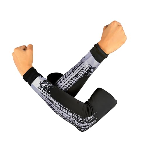 Steelbird Printed Unisex Arm Sleeves for Sports, Running, Cricket, Bike Riding, Cycling, Basketball & Breathable (Sold as a Pair) (Black)