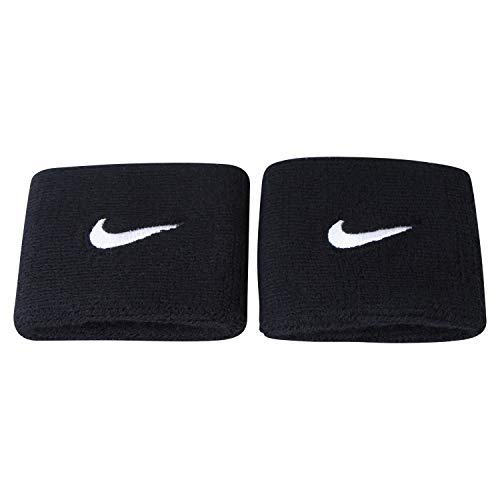Refurbished Nike Swoosh Wristbands,  One Size Unisex Adult (Black/White)