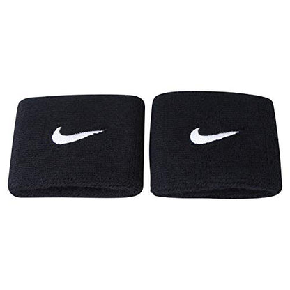 Refurbished Nike Swoosh Wristbands,  One Size Unisex Adult (Black/White)
