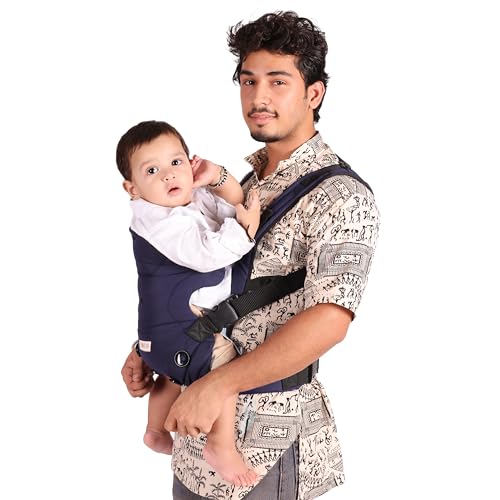 Koko Elegant Adjustable Baby Carrier Cum Kangaroo Bag-Lightweight and Breathable-Back-Front Carrier for Baby with Safety Belt-Max Weight Up to 15 Kg (Navy Blue)