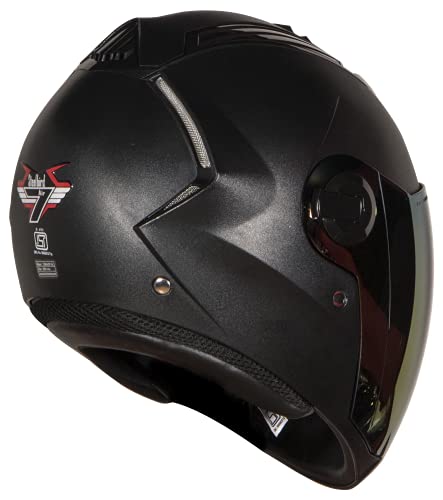 Steelbird SBA-2 7Wings ISI Certified  Full Face Helmet for Men and Women Fitted with Clear Visor (Dashing Black with Chrome Gold Visor)