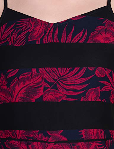 ORZEL Girls/Women’s Floral Print Jump Suit with Two Pockets Sleeveless Calf Length (Black Floral Print)
