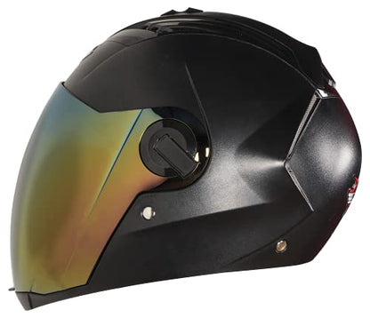 Steelbird SBA-2 7Wings ISI Certified  Full Face Helmet for Men and Women Fitted with Clear Visor (Dashing Black with Chrome Gold Visor)