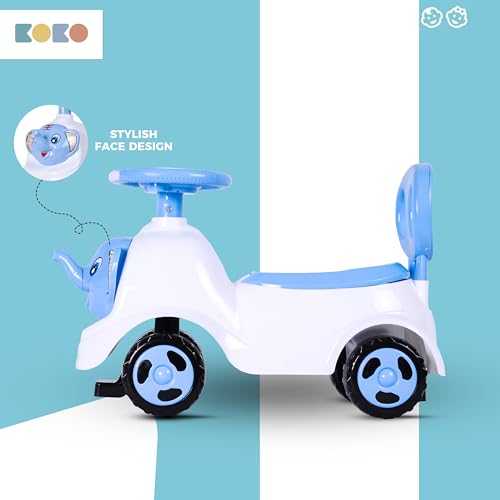 Koko Elephant Balance Car for Toddlers – Lightweight Ride-On Toy with Sturdy Wheels, Safe and Fun Indoor/Outdoor Bike for Kids, Ages 1-3 Year (Blue)