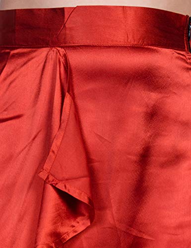 ORZEL Girls/Women’s Satin Asymmetrical Ruffle Skirt Latest Women Western Short Dresses (Rust Orange)