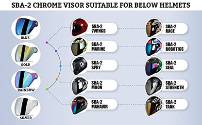 Steelbird SBA-2 Helmet Visor Compatible for All SBA-2 and SBA-3 Model (Chrome Rainbow Visor)