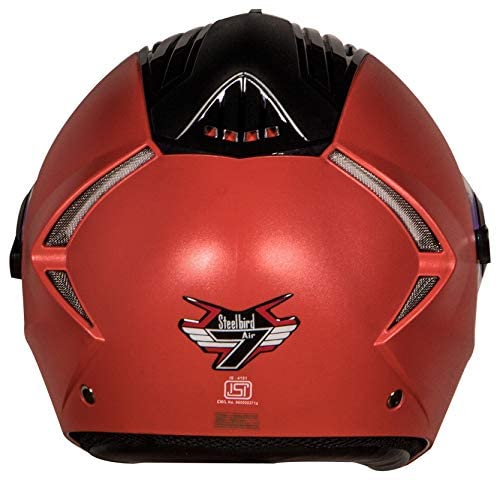 Steelbird SBA-2 7Wings ISI Certified  Full Face Helmet for Men and Women Fitted with Clear Visor (Dashing Red with Chrome Blue Visor)