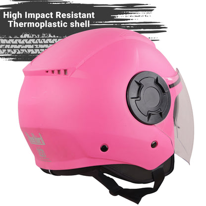 Steelbird SBH-31 GT Dashing ISI Certified Open Face Helmet for Men and Women with Inner Sun Shield ( Dual Visor Mechanism ) (Dashing Pink)