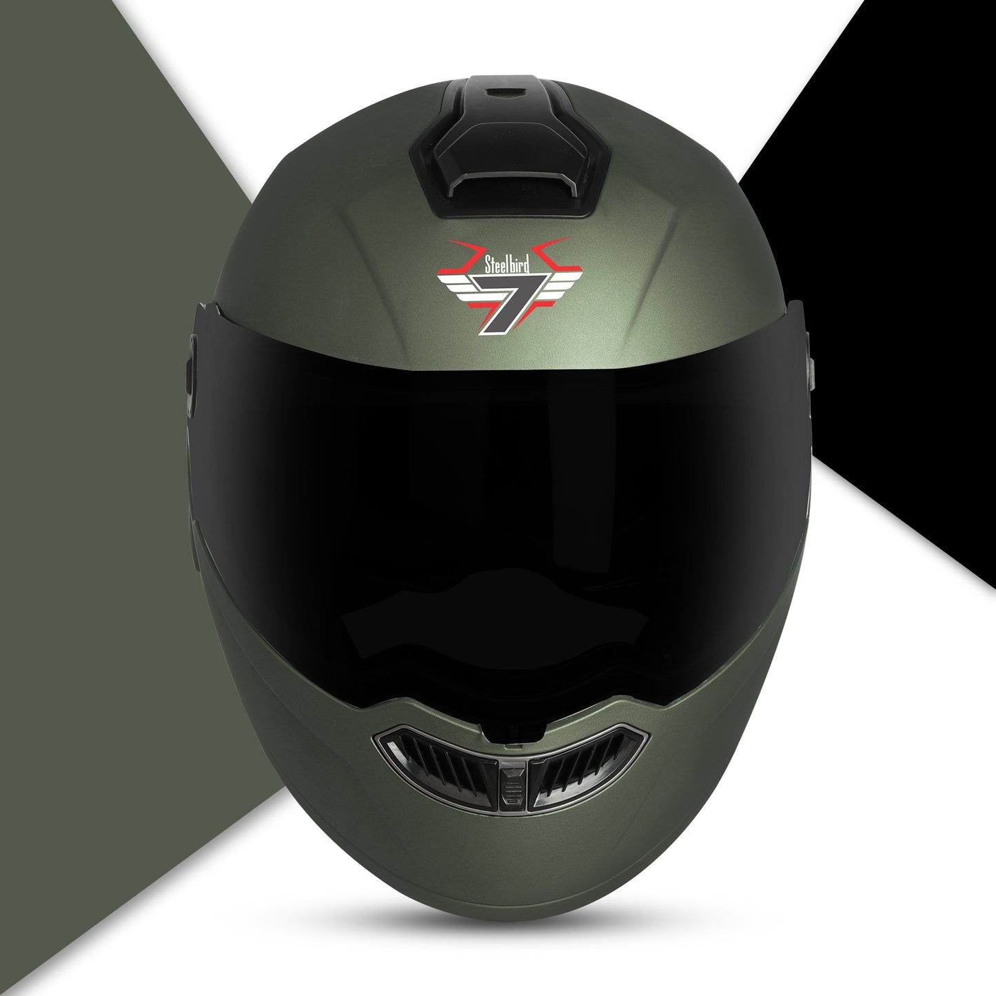 Steelbird SBA-8 7Wings ISI Certified Flip-Up Helmet for Men and Women (Matt Battle Green with Smoke Visor)