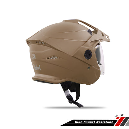 Steelbird SBH-23 GT Plus Open Face ISI Certified Helmet for Men and Women with Inner Sun Shield (Dashing Desert Storm)