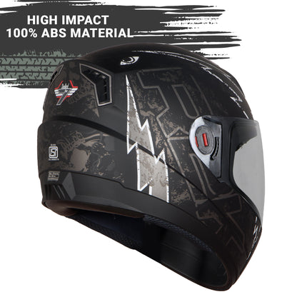 Steelbird SBA-1 R2K Live ISI Certified Full Face Graphic Helmet for Men and Women (Matt Black Grey with Clear  Visor)