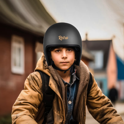 Steelbird SBH-55 Retro ISI Certified Open Face Helmet for Men and Women (Matt Honda Grey)