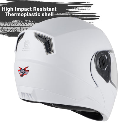 Steelbird SBA-7 7Wings ISI Certified Flip-Up Helmet for Men and Women with Inner Smoke Sun Shield (Dashing White)