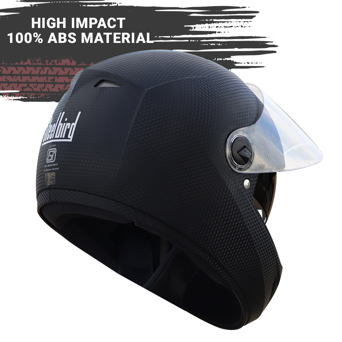 Steelbird Rox Cyborg ISI Certified Full Face Helmet for Men and Women with Inner Smoke Sun Shield and Outer Clear Visor (Dashing Black)