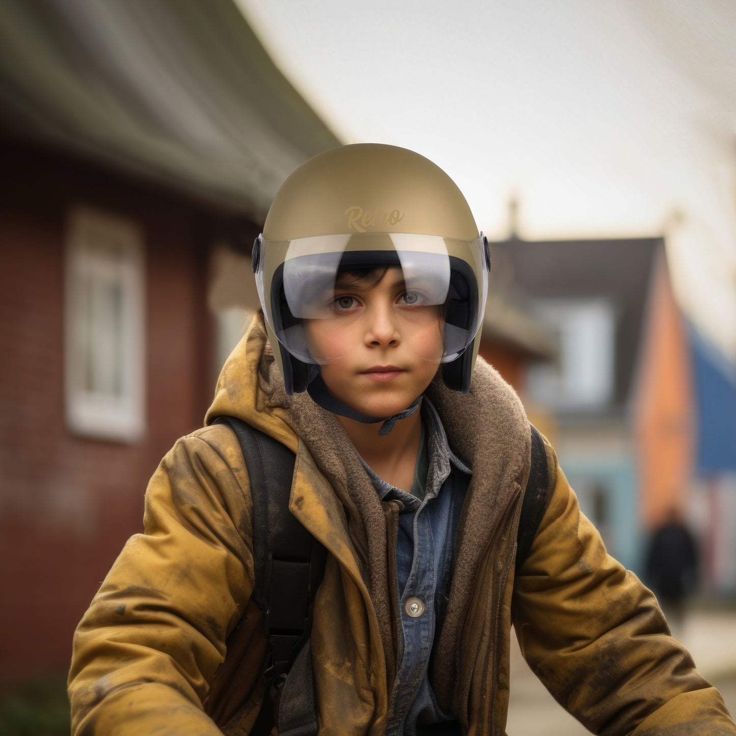 Steelbird SBH-54 Retro ISI Certified Open Face Helmet for Men and Women (Matt Desert storm)