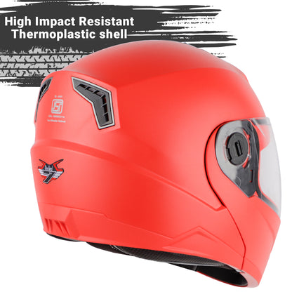 Steelbird SBA-7 7Wings ISI Certified Flip-Up Helmet for Men and Women with Inner Smoke Sun Shield (Dashing Red)