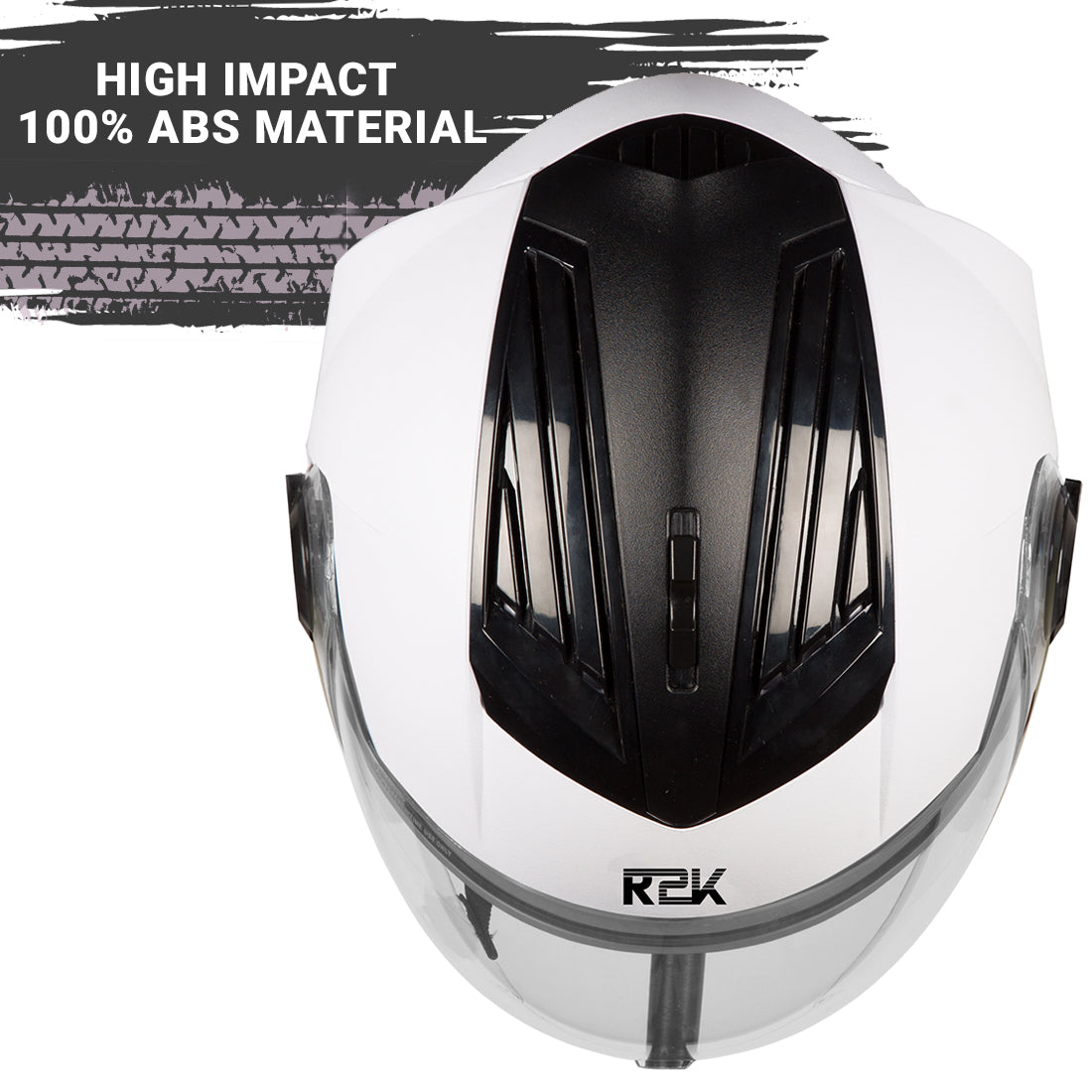 Steelbird SBA-3 R2K Classic ISI Certified Open Face Helmet for Men and Women (White with Clear Visor)