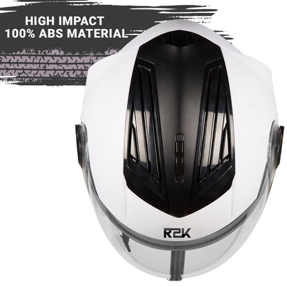 Steelbird SBA-3 R2K Classic ISI Certified Open Face Helmet for Men and Women (White with Clear Visor)