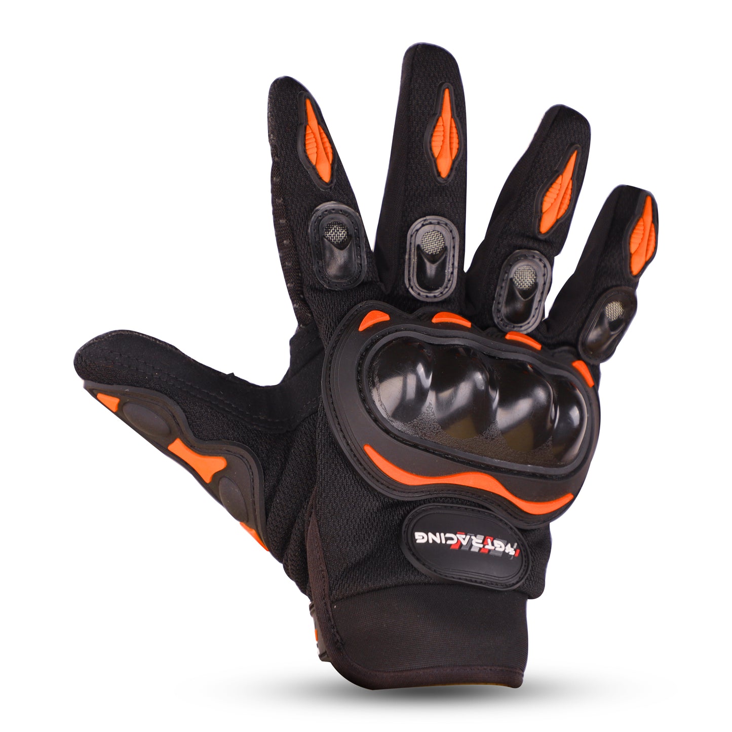 Refurbished Steelbird GT-01 Full Finger Bike Riding Gloves with Touch Screen Sensitivity at Thumb and Index Finger, Protective Off-Road Motorbike Racing (Orange)