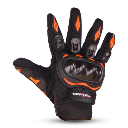 Refurbished Steelbird GT-01 Full Finger Bike Riding Gloves with Touch Screen Sensitivity at Thumb and Index Finger, Protective Off-Road Motorbike Racing (Orange)
