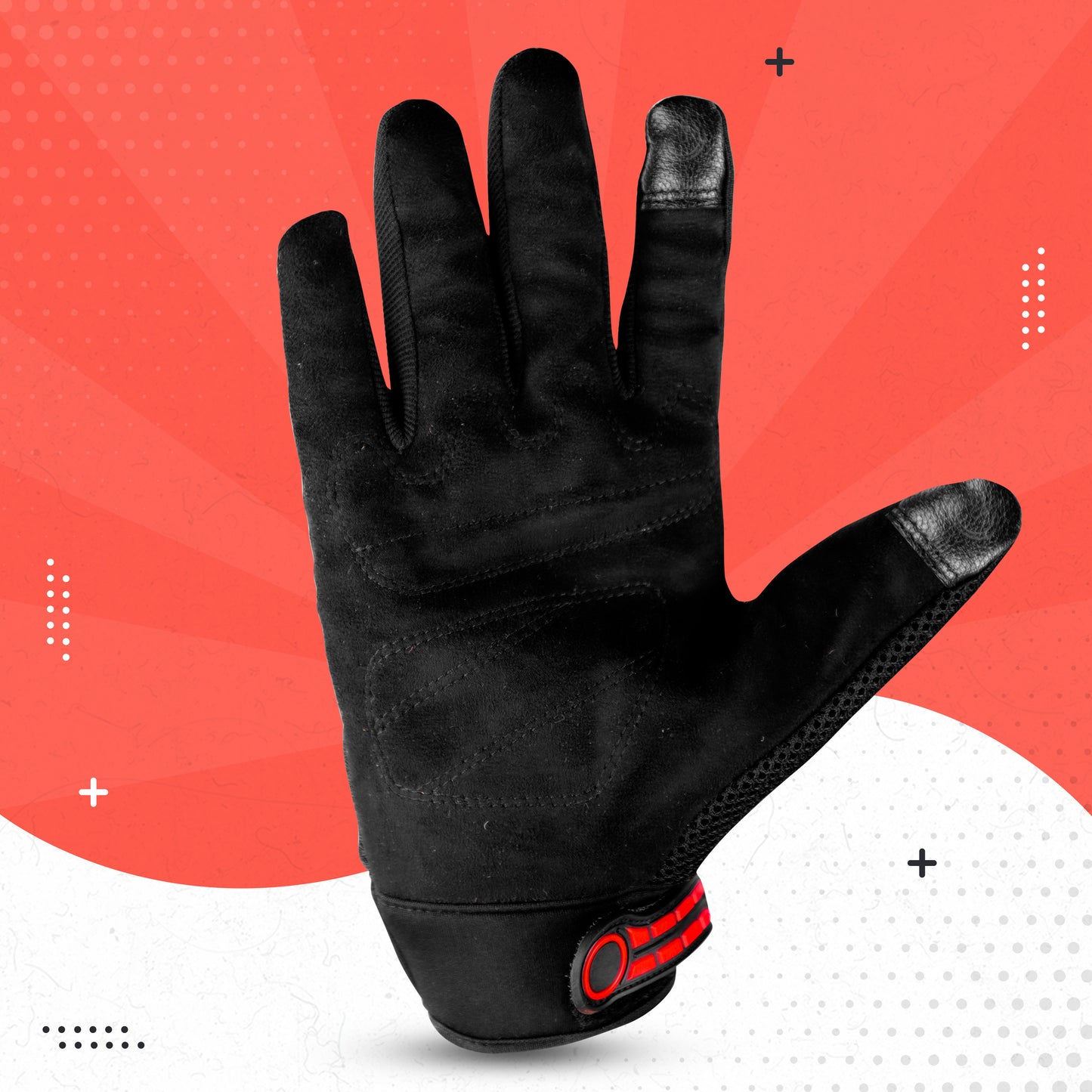 Steelbird Adventure A-2 Full Finger Bike Riding Gloves with Touch Screen Sensitivity at Thumb and Index Finger, Protective Off-Road Motorbike Racing (Red)