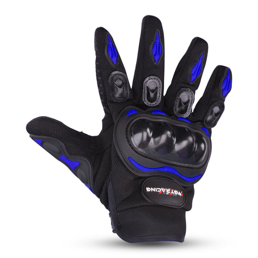 Refurbished Steelbird GT-01 Full Finger Bike Riding Gloves with Touch Screen Sensitivity at Thumb and Index Finger, Protective Off-Road Motorbike Racing (Blue)