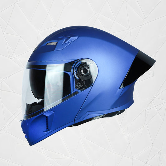 Steelbird SBA-20 7Wings ISI Certified Flip-Up Helmet with Black Spoiler for Men and Women with Inner Smoke Sun Shield (Glossy Y. Blue)