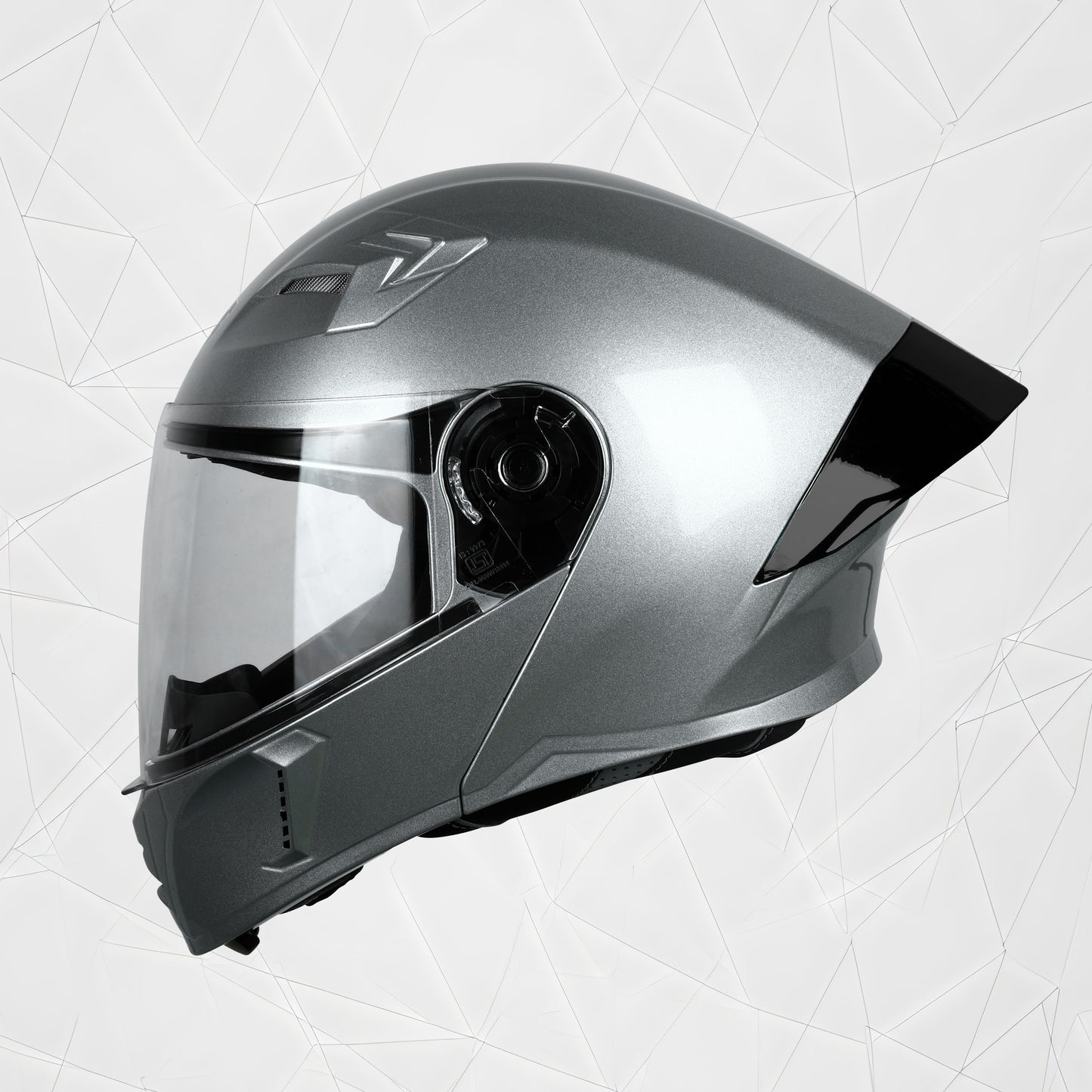 Steelbird SBA-20 7Wings ISI Certified Flip-Up Helmet with Black Spoiler for Men and Women (Glossy Silver with Clear Visor)