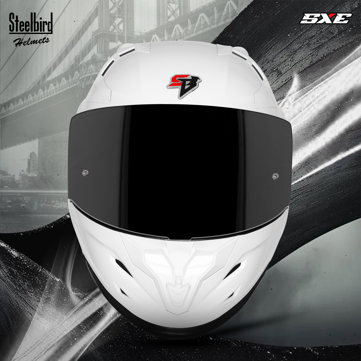 Steelbird SBH 61 Sxe Pinlock ISI and Dot Certified Full Face Motorbike Helmet (Glossy White with Smoke Visor)