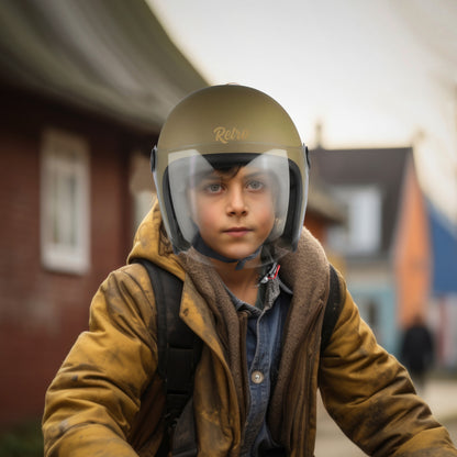 Steelbird SBH-54 Retro ISI Certified Open Face Helmet for Men and Women (Matt Desert storm)