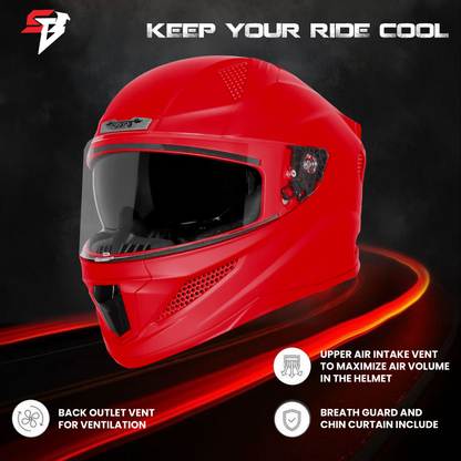 Steelbird SBH-25 Rudra ISI Certified Full Face Helmet for Men and Women with Inner Smoke Sun Shield (Glossy Cherry Red)