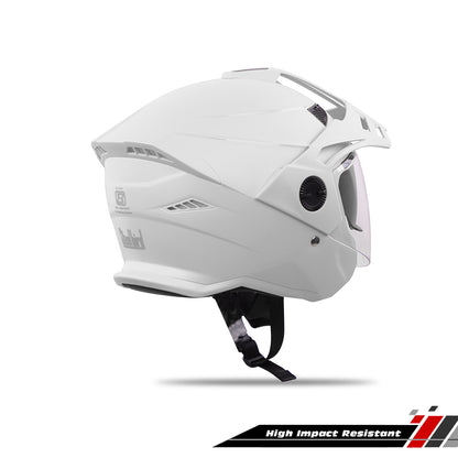Steelbird SBH-23 GT Plus Open Face ISI Certified Helmet for Men and Women with Inner Sun Shield (Dashing White)